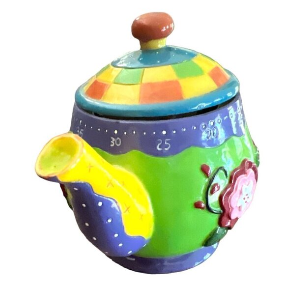 Vintage Milson & Louis Whimsical Hand Painted Multi Design Ceramic Teapot Timer - Picture 2 of 6